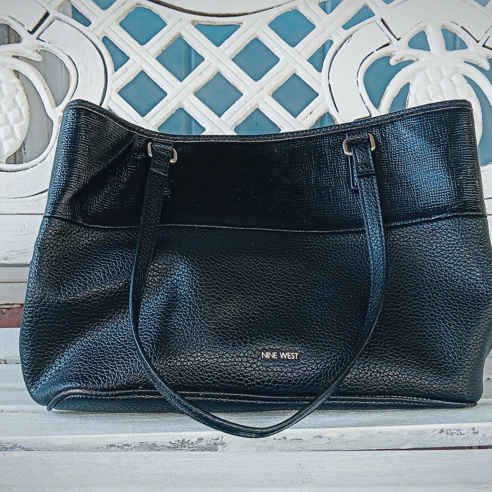 Nine West Black Pebbled Leather Tote